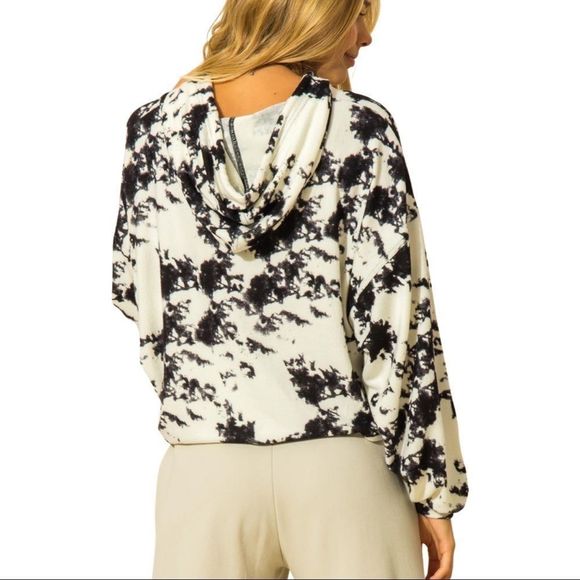 TIE DYE PRINT OVERSIZED BALLOON SLEEVE HOODIE - Picture 6 of 6